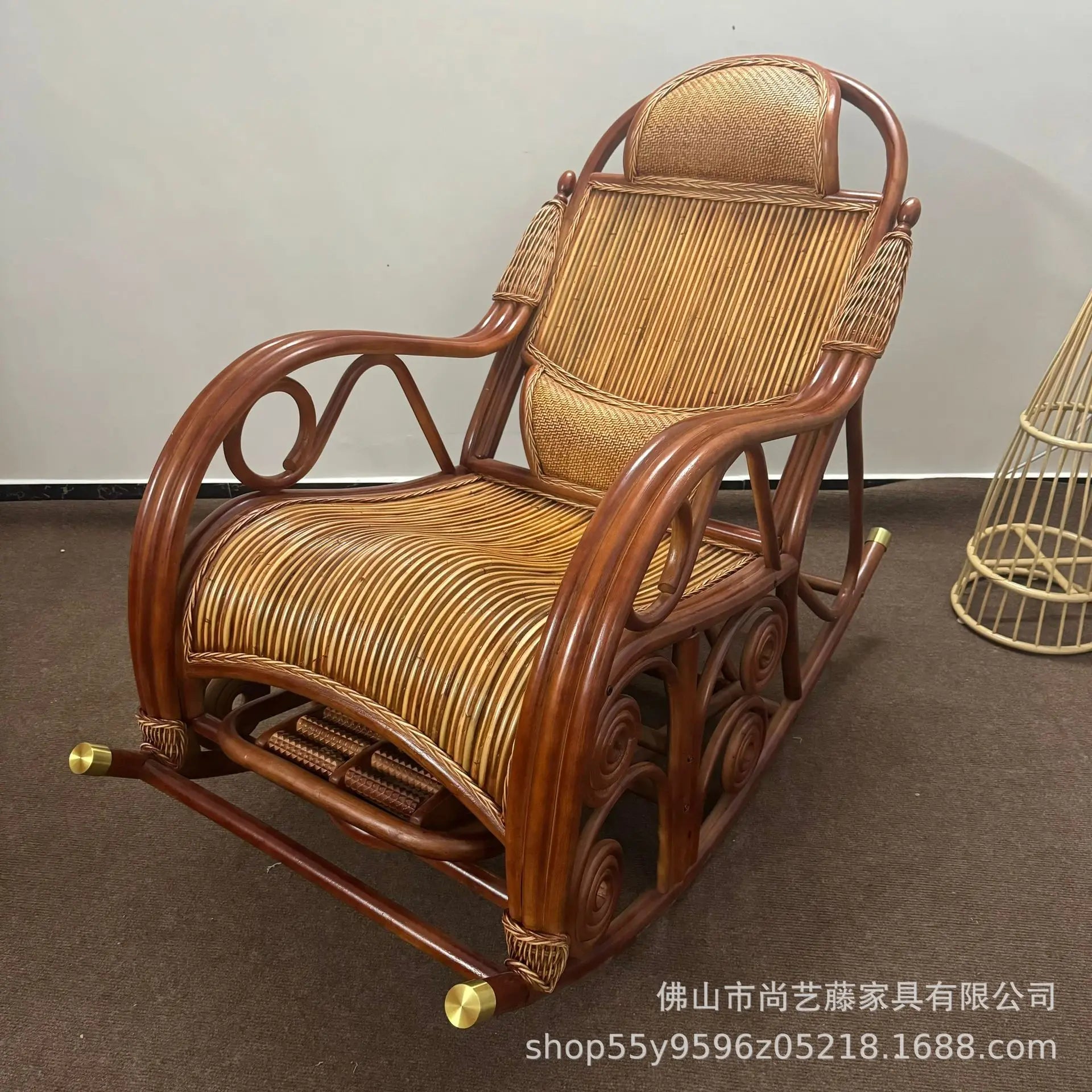 Natural rattan rocking chair, balcony home leisure sofa for the elderly
