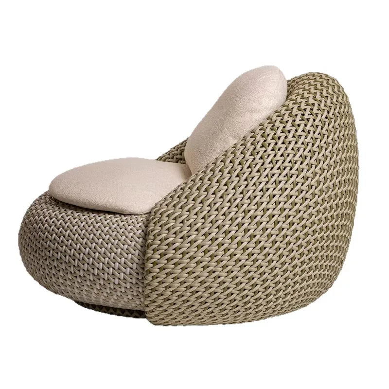 Nordic Outdoor Aluminum Rattan Sofa Single Seater Waterproof Garden Patio Villa Courtyard Furniture