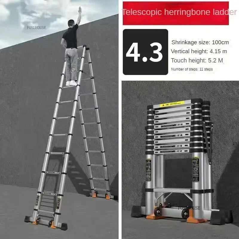 Folding Ladder for Construction Site Metal Telescopic Modern Thickened Ladders Creative Multifunctional Step Ladders for Home G