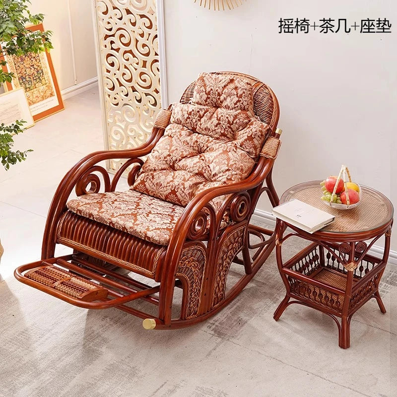 Natural rattan rocking chair adult sofa household cushion living room