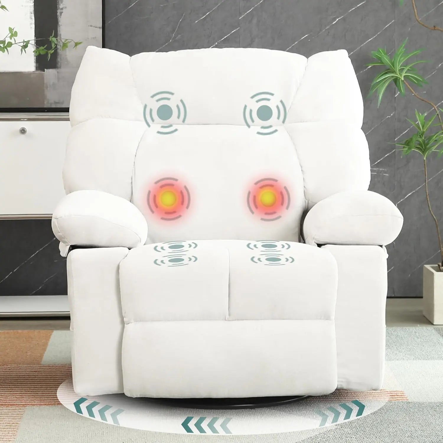 Power Swivel Rocker Recliner Chair Oversized for Adults, Electric Heated & Massage Chair Recliner with USB/Type-C,, Customized