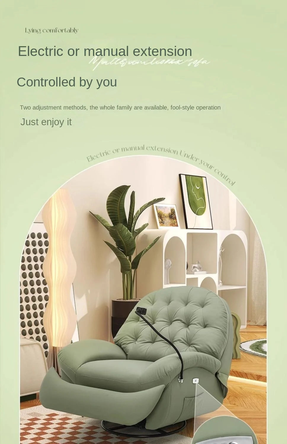Single Sofa Rocking Chair-Modern Simplicity Design Multifunctional Lying Sleeping Electric Fabric Chair Recliner Sofa