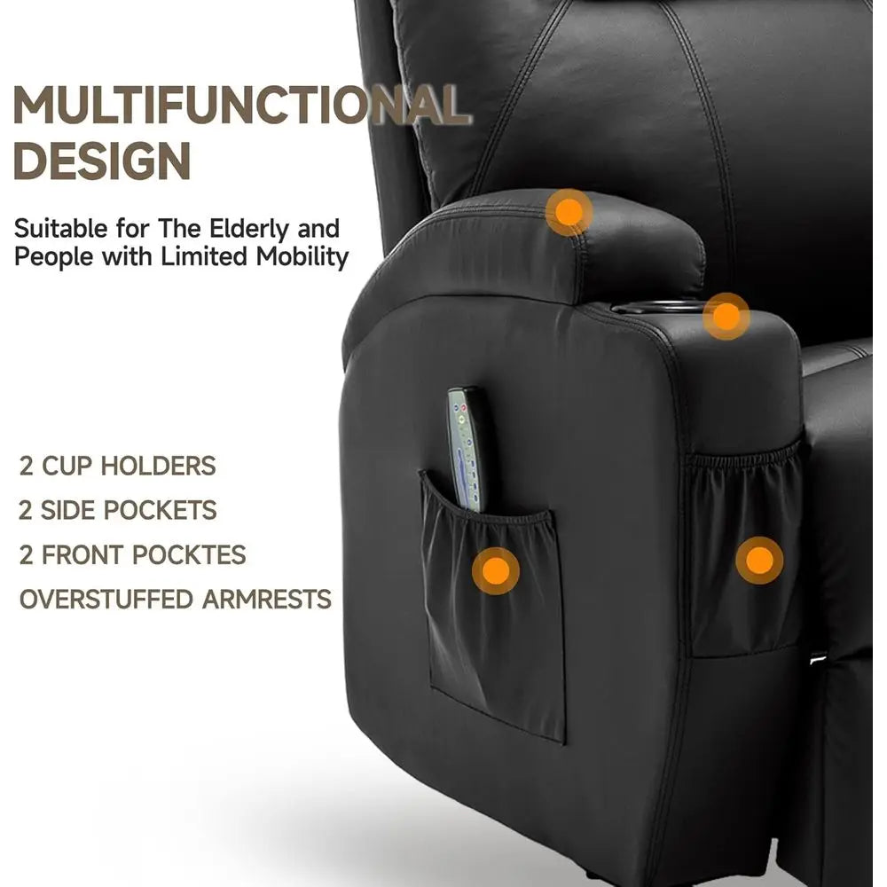 360° Swivel Massage and Heat Rocking Recliner Chair with Remote and Cup Holder for Adults