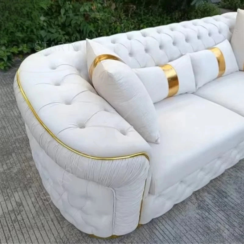 American Luxury Fabric Living Room Home Sofa Villa Decoration Design Simple Luxury Straight Row Sofa