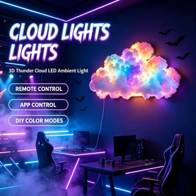 RGB Cloud Light LED Hanging Lamp APP Remote Control Music Atmosphere Light for Bedroom Party