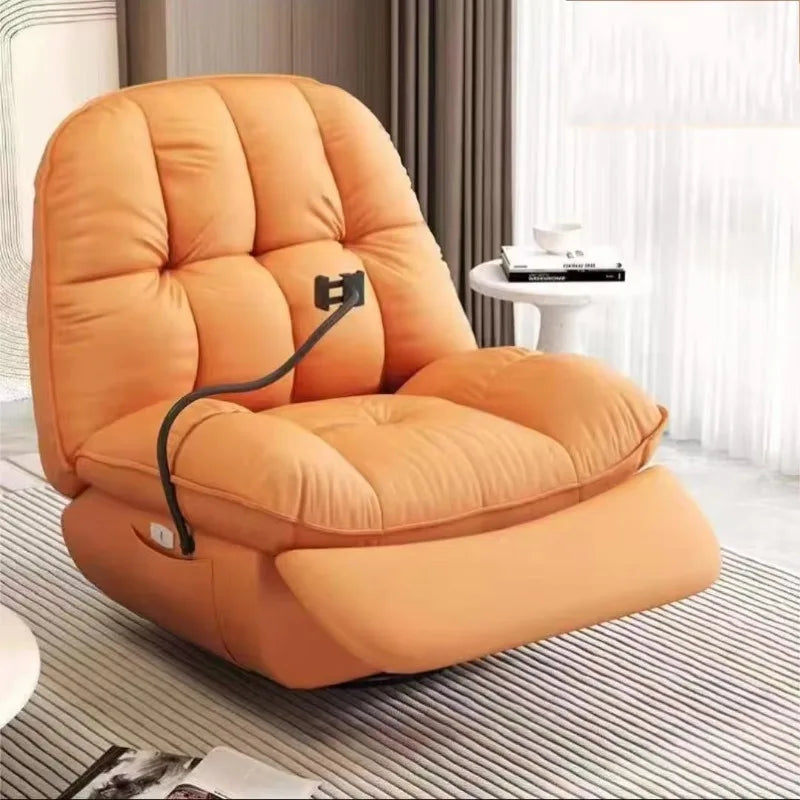 Flannel Fabric Manual Recliner Comfortable Rotating Massage Chair for Home Living Room Bedroom Hotel School Swivel Rocking