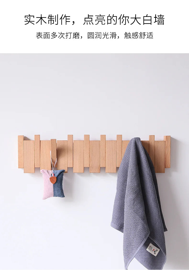 Wall Mounted Walnut Coat Rack Solid Wood Storage Rack Entry Porch Coat Rack Creative Piano Keys Home Decor