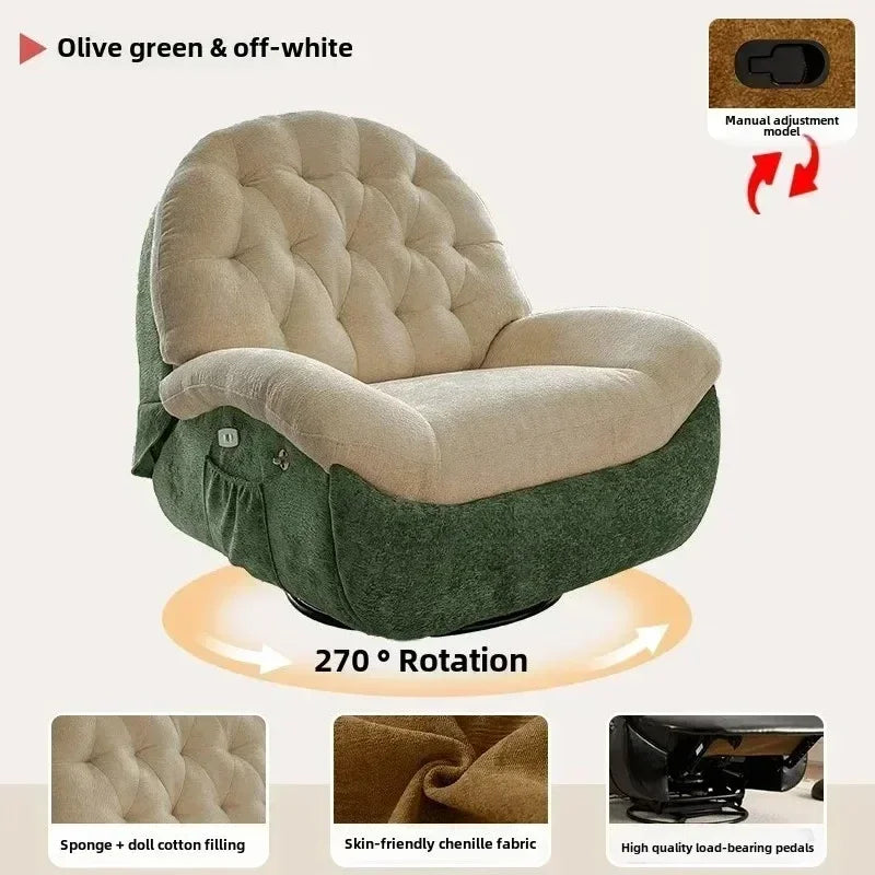Modern Fabric Living Room Sofas Designer Living Room Furniture Leisure Lazy Sofa Bed Rocking Chair Nordic Home Rotating Recliner