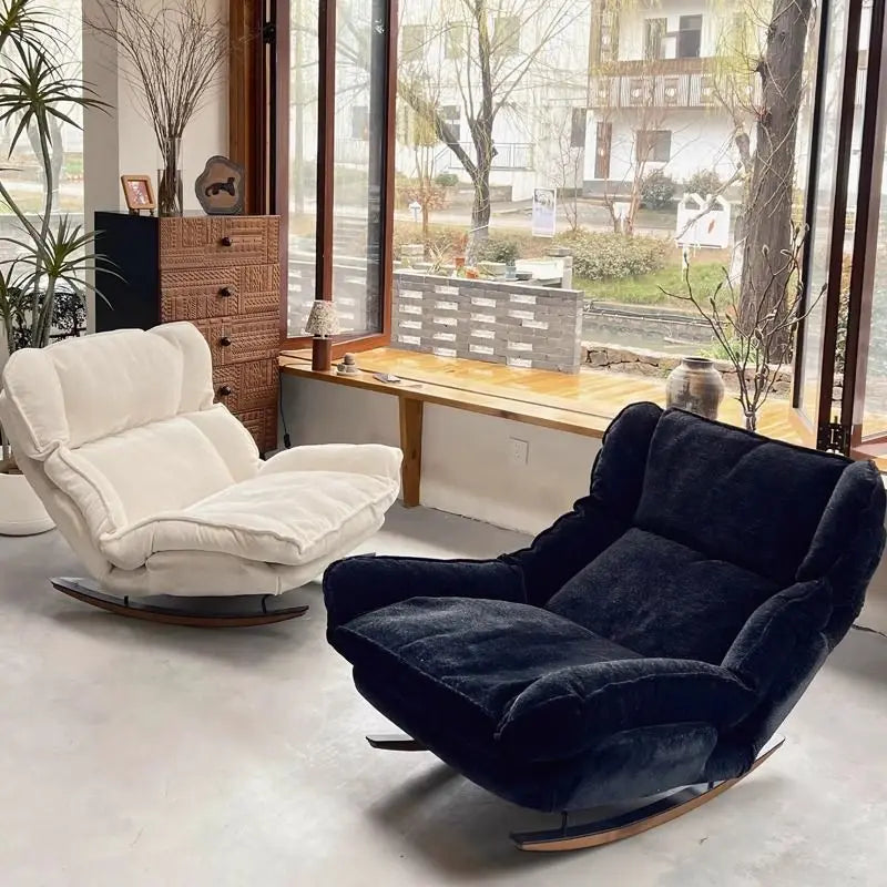 Light Luxury Rocking Chair Adult Recliner Lazy Lounger Single Sofa for Balcony Living Room Home Leisure Indoor Outdoor Furniture