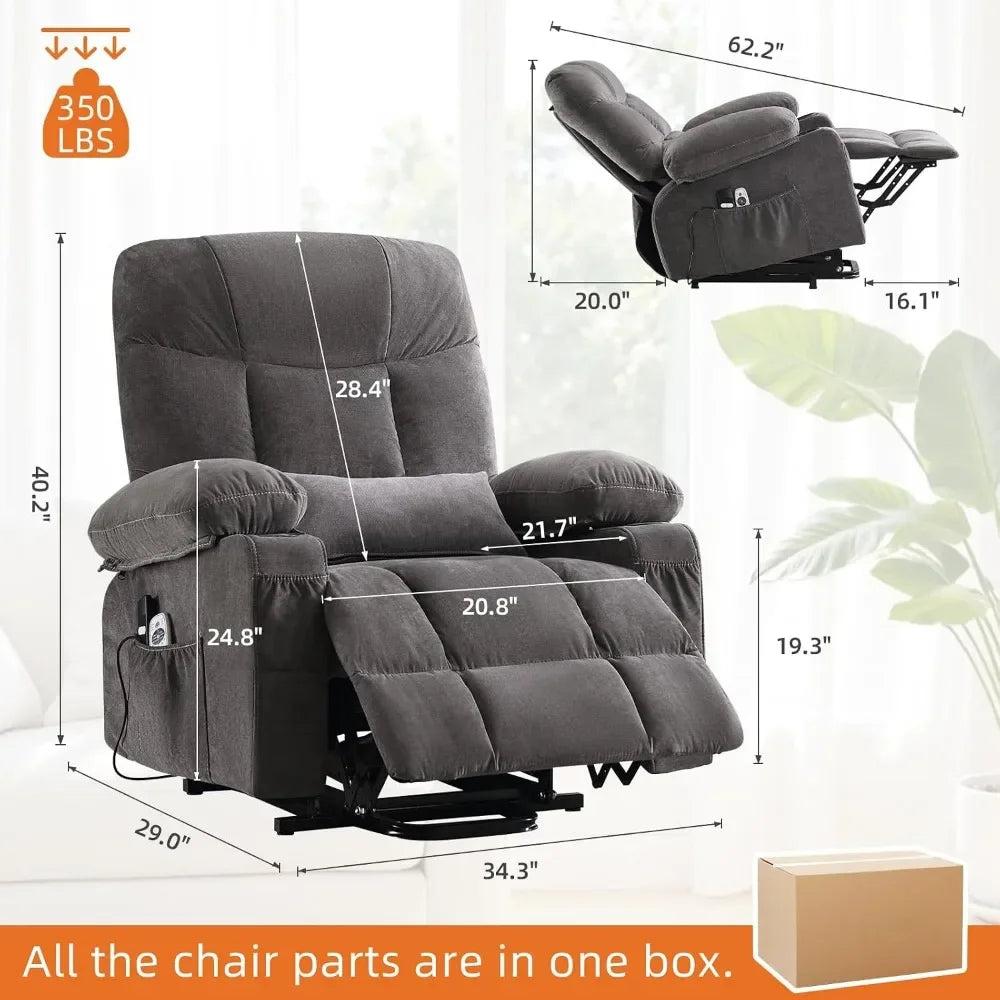 Recliner Chair with Vibration Massage and Lumbar Heating for Senior Comfort in Living Room