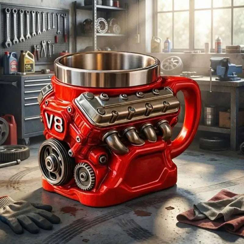 Unique Engine Molded Coffee Cup 11 Fluidounce for Hot Beverages Car Fan Present Rosin and Untarnished Substance Decorative Part