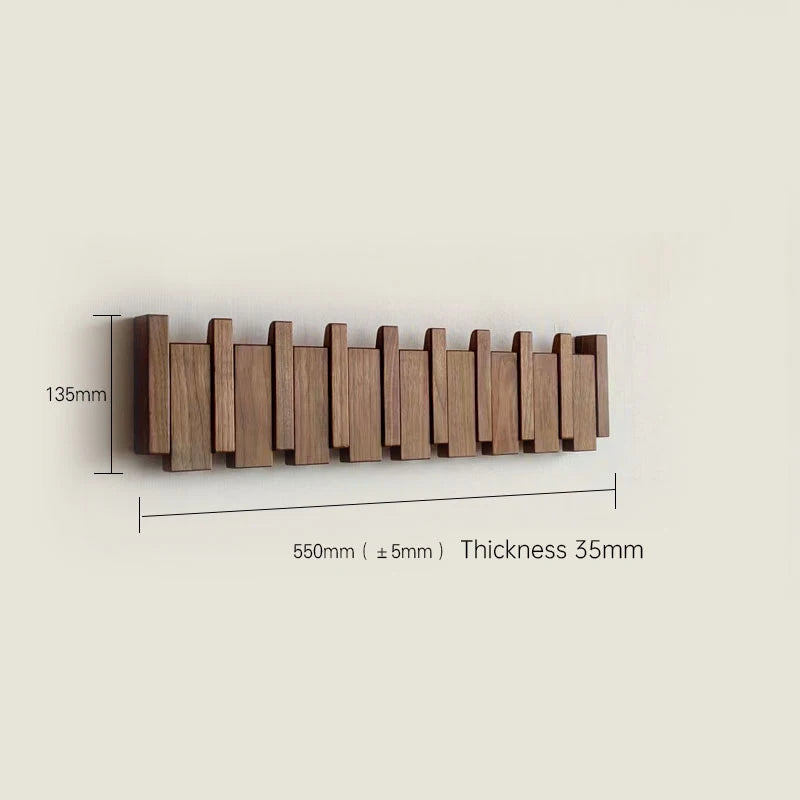 Walnut Wood Coat Rack Hook Wall-Mounted Hidden Decoration Hook Hanger Foldable Bedroom Closets Wooden Wall Shelf Home Decor