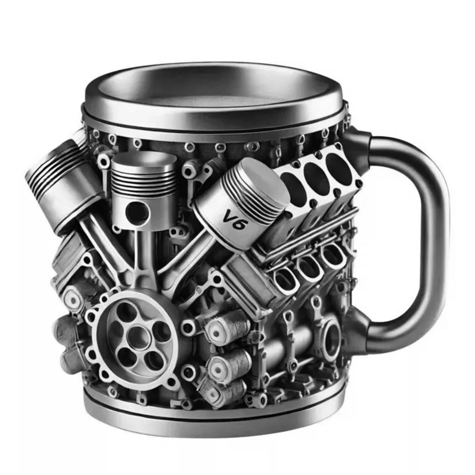 Coffee Mug Personalized Stainless Steel Mug Engine Design Punk-Style Drinking Cup Double-Wall Insulated Cup For Car Enthusiasts