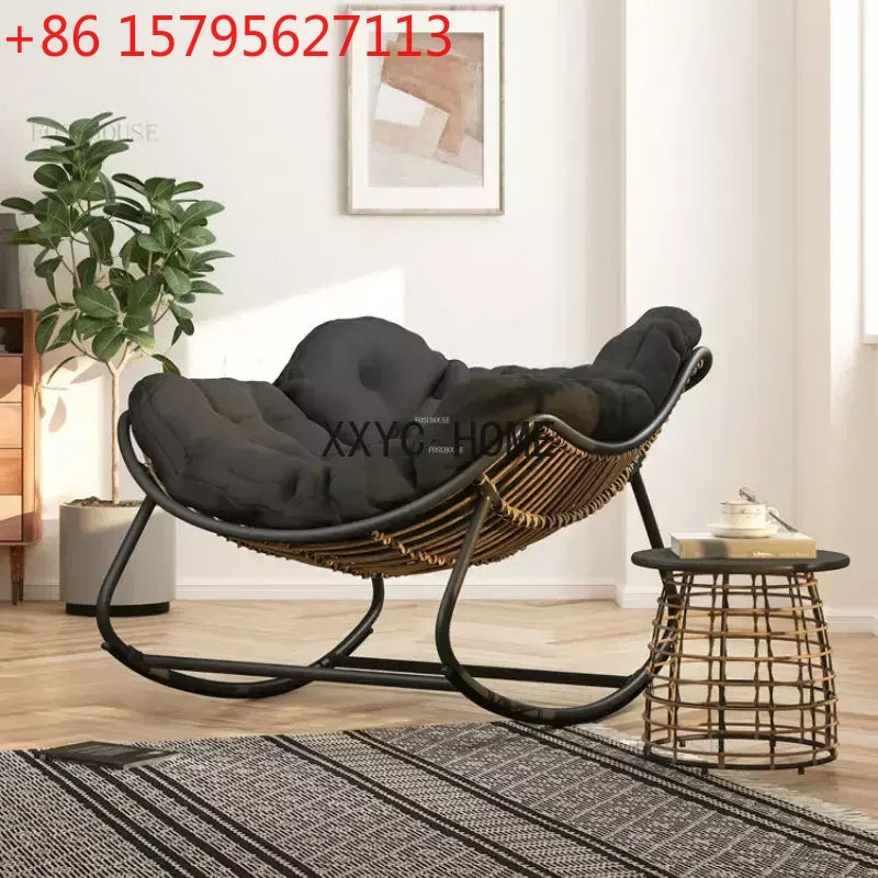 Nordic Lazy Living Room Chairs Home Balcony Rocking Chairs Reclining Sofas Rattan Sofa Leisure Rocking Chair Home Furniture