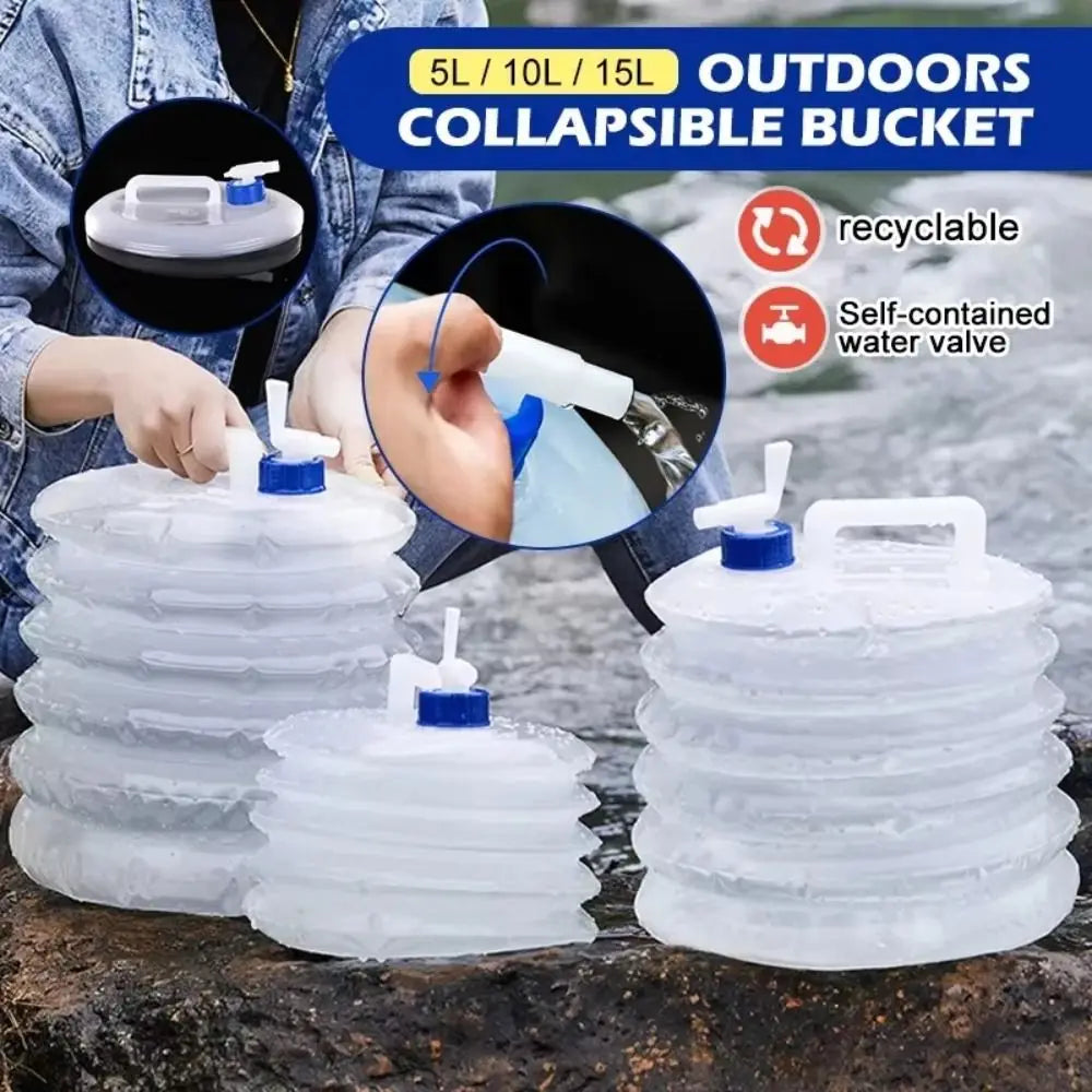 5/10/15L Folding Water Bucket Reusable with Faucet Water Bag Large Capacity Water Storage Container