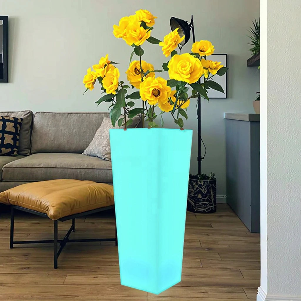 LED Glowing Rechargeable Flower Pot Outdoor LED Luminous Planter Pots with Floor LED Lighting for Garden Decor Planting