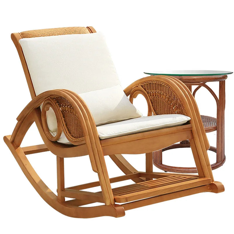 Rattan rocking chair Adult leisure recliner Natural rattan Xiao real rattan free chair Elderly solid wood new Chinese rocking ch