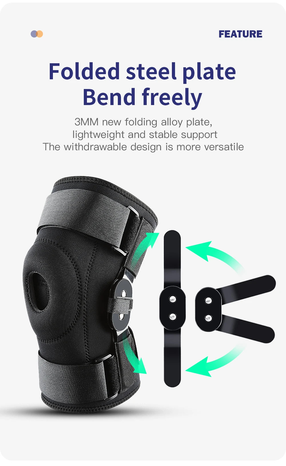 1 piece - Adjustable knee pad with double-layer steel plate stabilizer, suitable for both men and women, knee joint support, dou