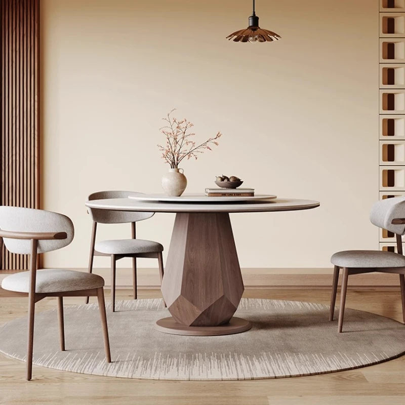 Dining Table Household Rock Simple Apartment Wood Round  Home Furniture