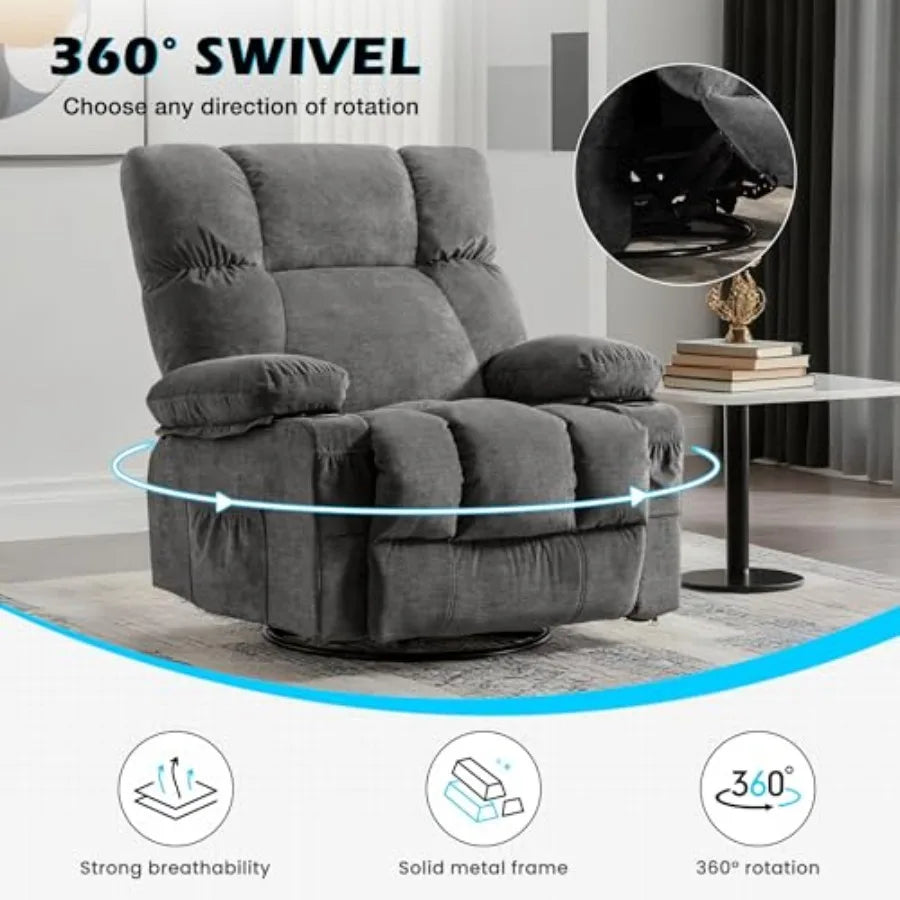 Recliner Chair,Rocking Chair with Massage and Heat,360° Swivel Recliner Chairs for Adults,for Bedroom,Nursery,Living Room Chairs
