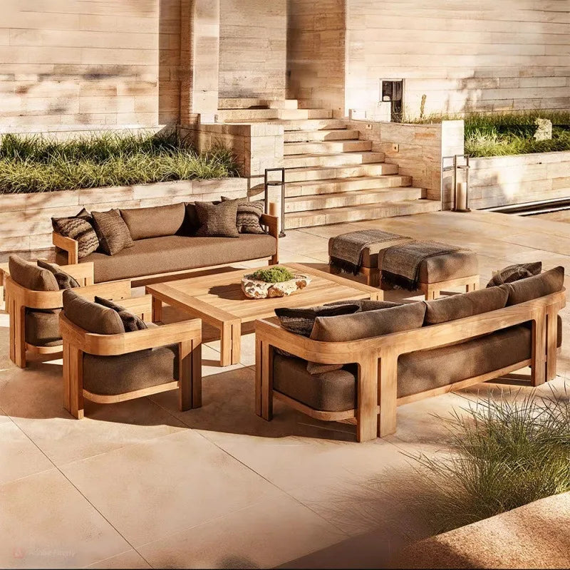 Nordic outdoor sofa combination, villa garden open-air terrace outdoor courtyard leisure solid wood furniture