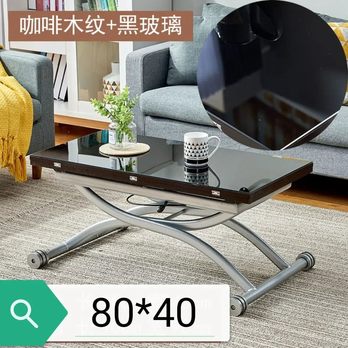 Lifting coffee table folding telescopic household dining table dual-purpose creative simple small apartment living room