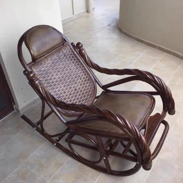 Home Balcony Leisure True Vine Elderly Rocking Chair Reliable Back Braided Rattan Chair Living Room