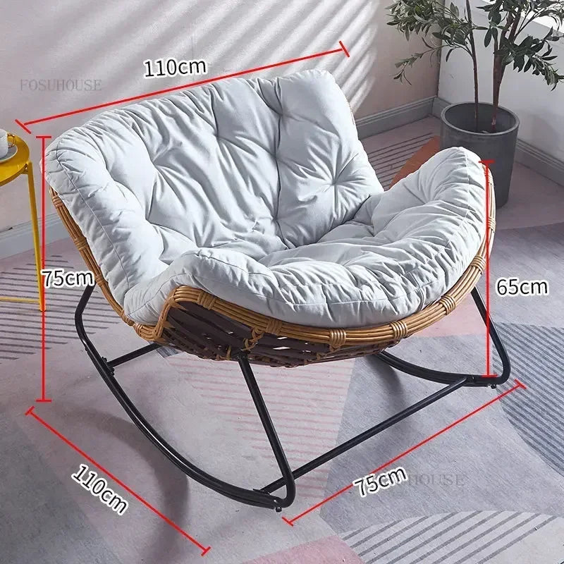 Nordic Lazy Living Room Chairs Home Balcony Rocking Chairs Reclining Sofas Rattan Sofa Leisure Rocking Chair Home Furniture