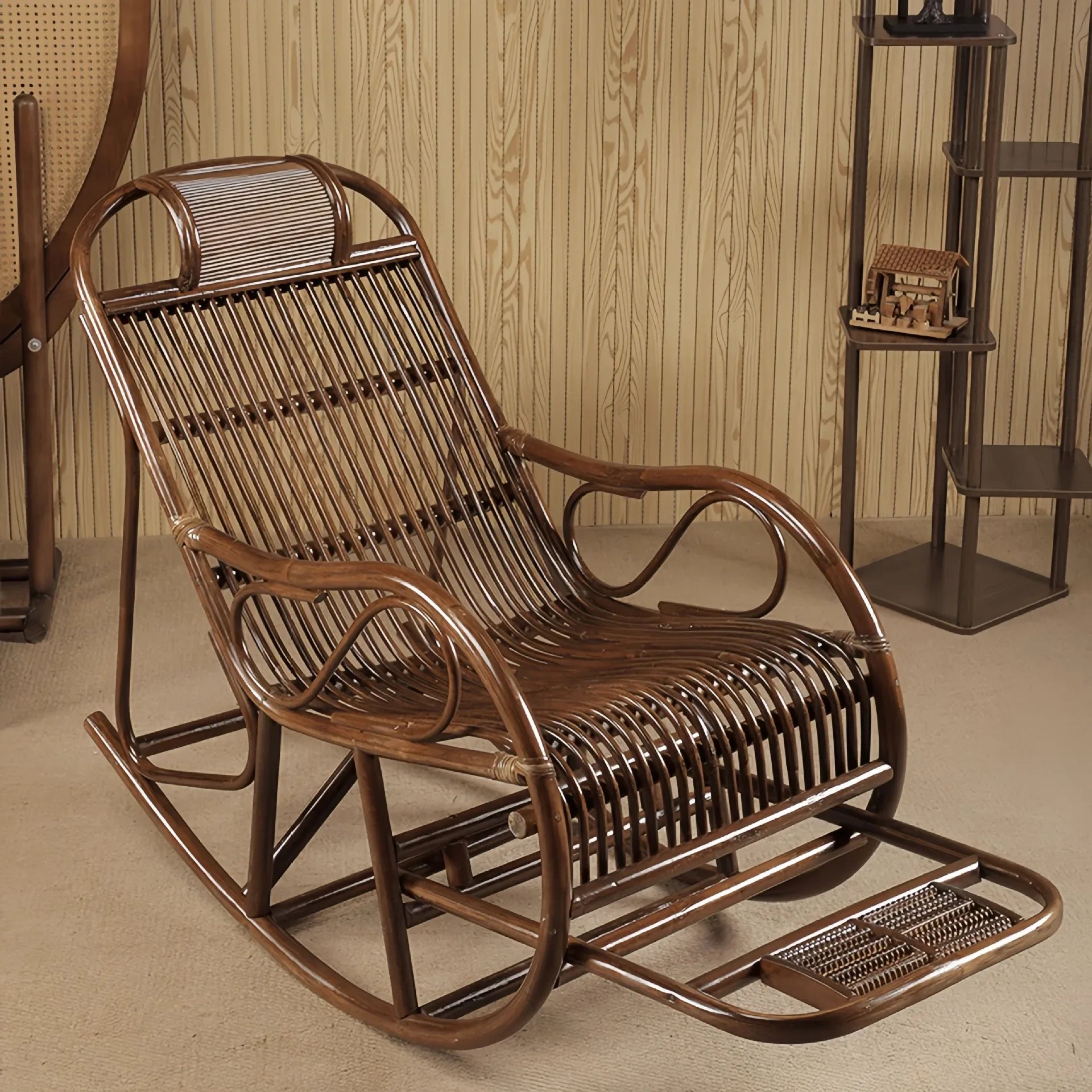 DSA real rattan chair rocking chair recliner balcony home leisure rocking chair elderly living room courtyard rattan lazy