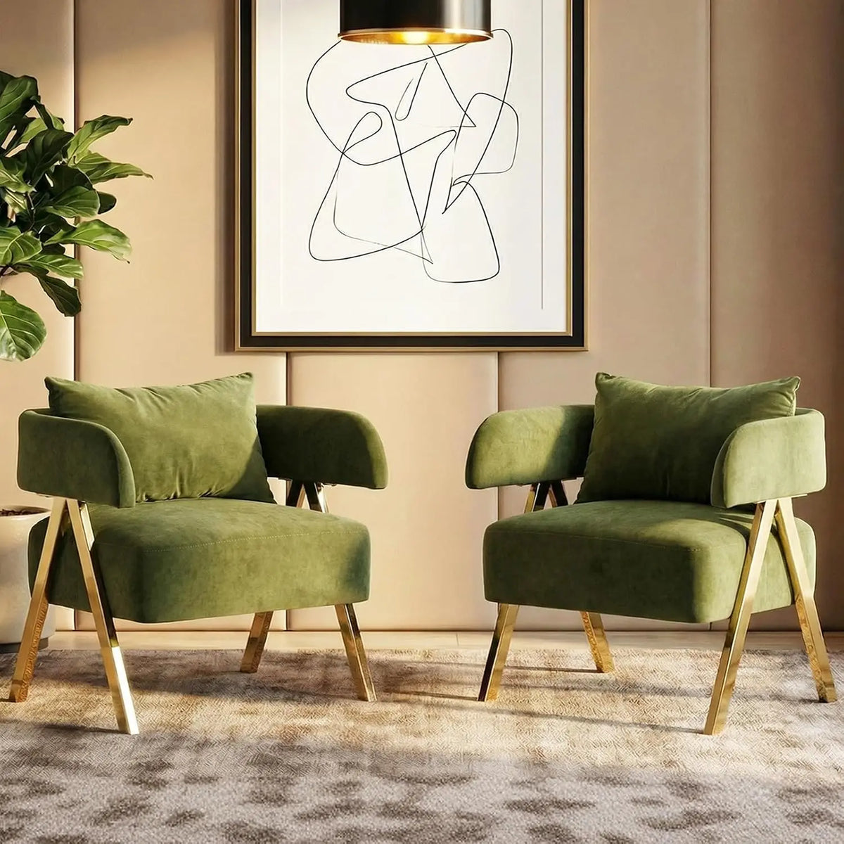 Black Velvet Barrel Chair Set 2, Wide Seat Gold Legs Accent Armchair Living Room Bedroom Small Space, Customized