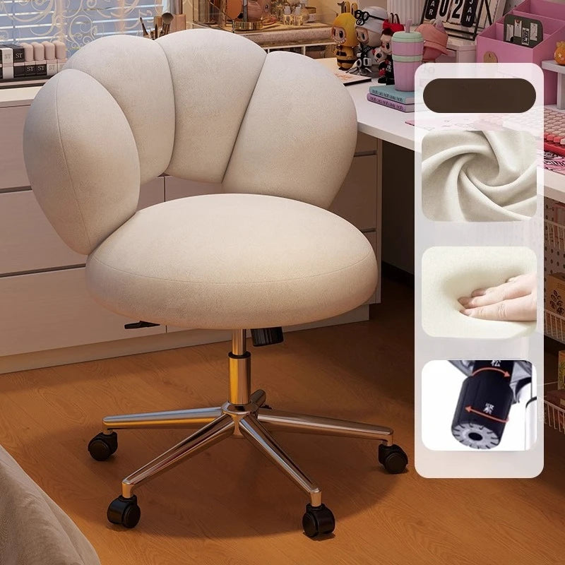 Cream Wind Living Room Chairs Furniture Dressing Stool Rotatable Chair Lamb Wool Small Internet Celebrity Stool Computer Stool