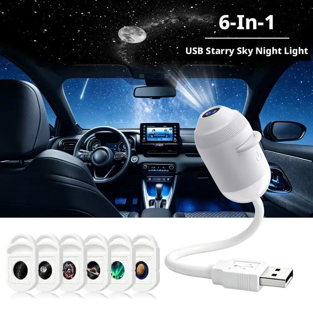 Car HD Smart Dynamic Holographic Night Light Projector USB Galaxy Projector 3/6/12/24 Projection Films Bedroom Night Sleep Light