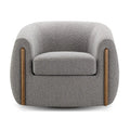 Aspen Bouclé Swivel Barrel Chair with Wood Accents – 360° Rotating Accent Armchair, High-Density Foam Cushioning,, Customized
