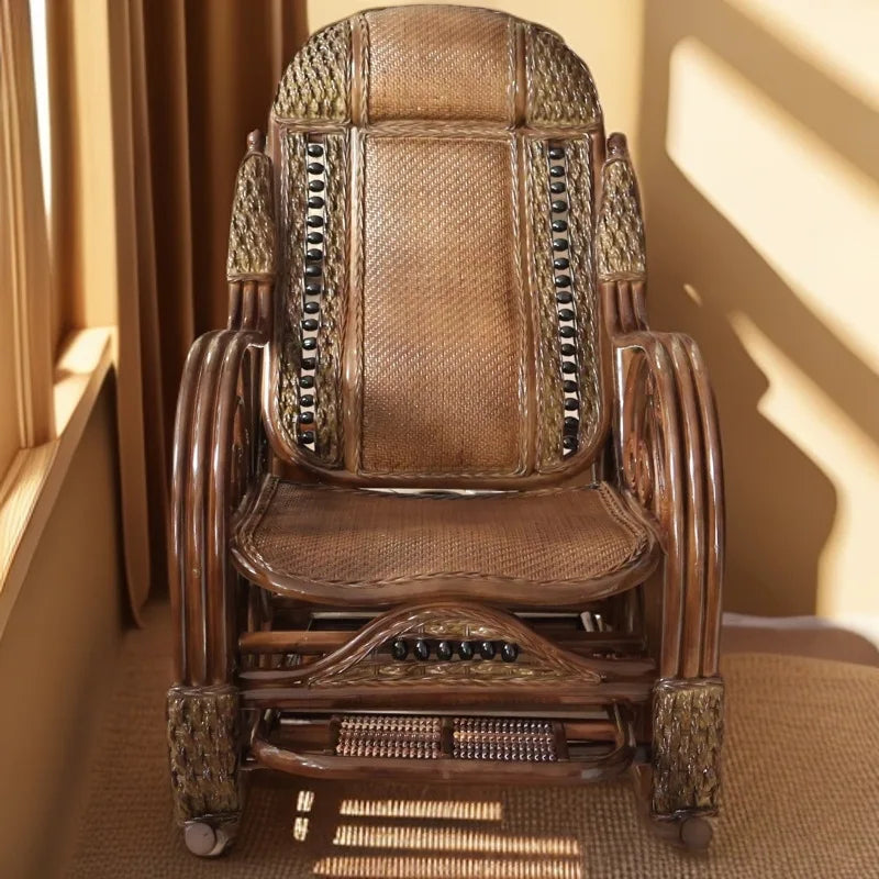 PYH pure natural true rocking chair adult rocking chair elderly rattan balcony household strong free rattan chair