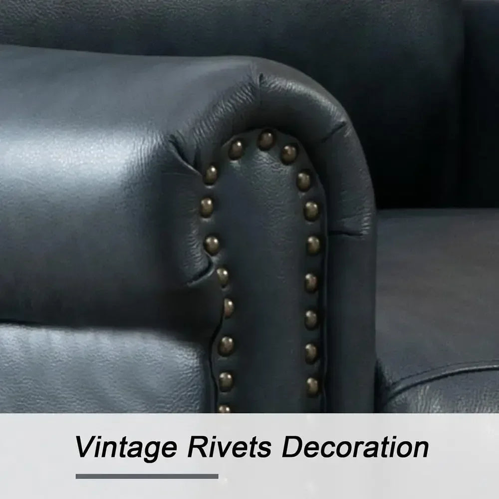 Navy Blue Classic Push Back Recliner Chair with Comfortable Arms for Living Room or Bedroom