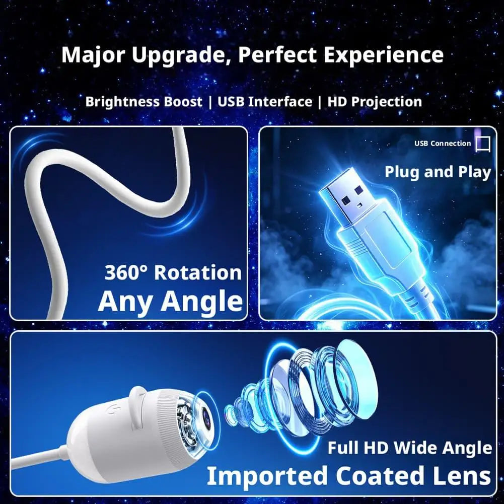 Car Galaxy Films Projector USB Starry Sky Night Light HD Smart Dynamic Holographic Light Projector Car Bedroom Atmosphere Light
