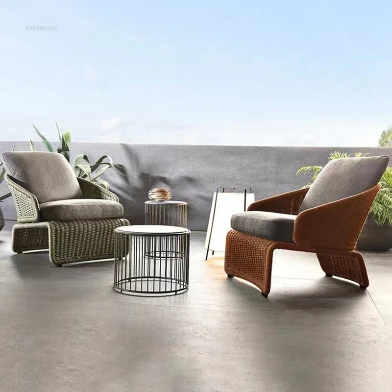 Nordic Rattan Garden Sofas for Model Light Luxury Household Outdoor Furniture for Garden House Backrest Soft Bag Leisure Sofa