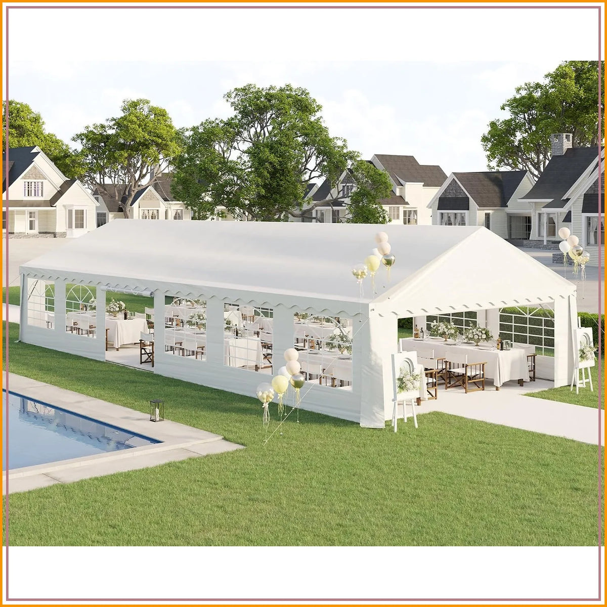 20x40ft Party Tent with Sidewalls Heavy Duty Outdoor Canopy Waterproof Easy Setup Gazebo White
