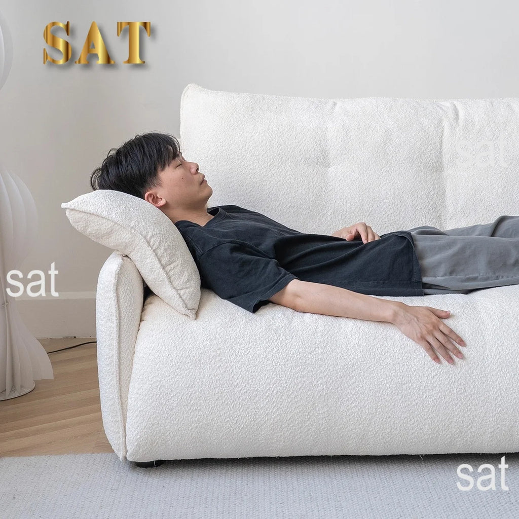 # Nordic Modern Cream White Sherpa 3-seater Living Room Set Sofa Modular Deep Throne Villa Apartment Hotel Designer Sofa