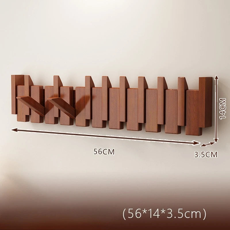 Piano Key Coat Rack Solid Wood Clothing Storage Racks Wall Mounted Clothes Organizer Hanger Entrance Hall Home Furnitures