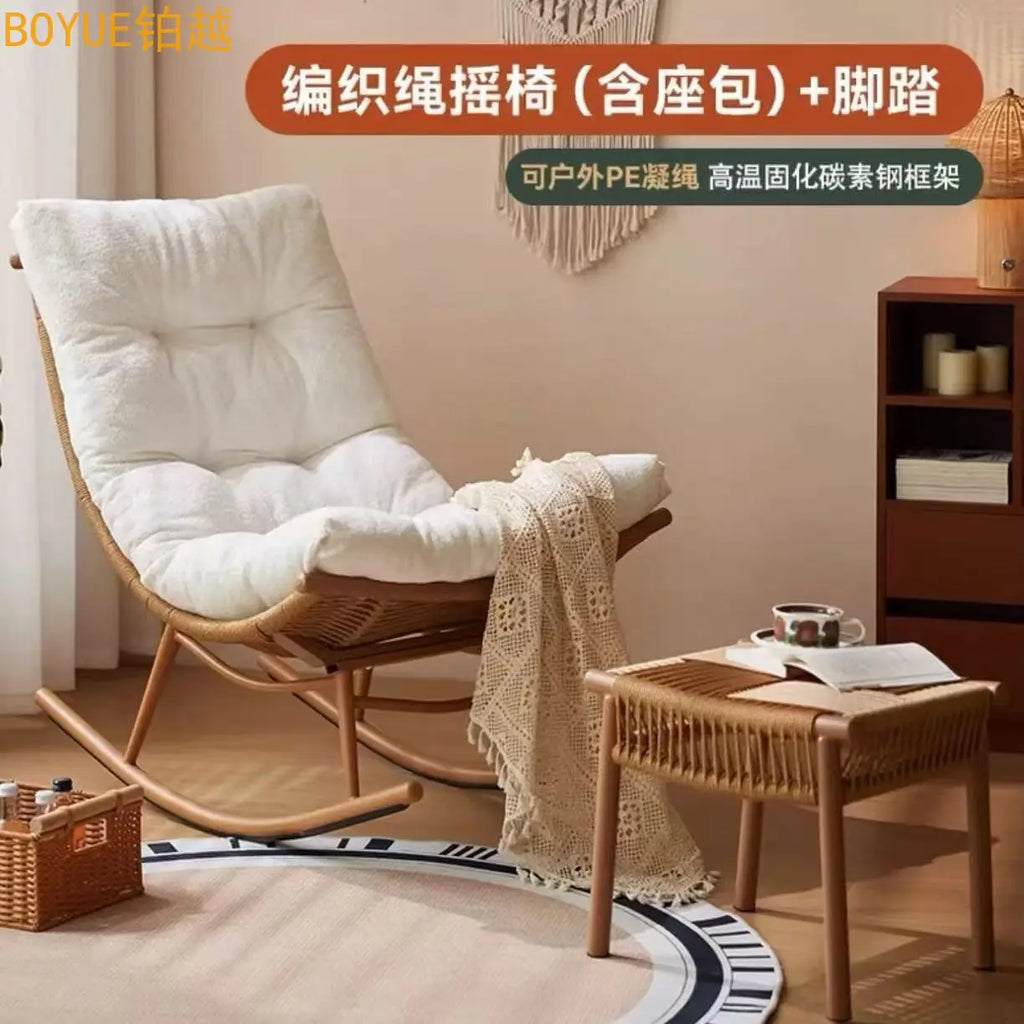 Rocking Chair Reclining Chair Adult Garden Balcony Household Nap Lazy Rocking  Elderly  Outdoor Garden Rattan Ch