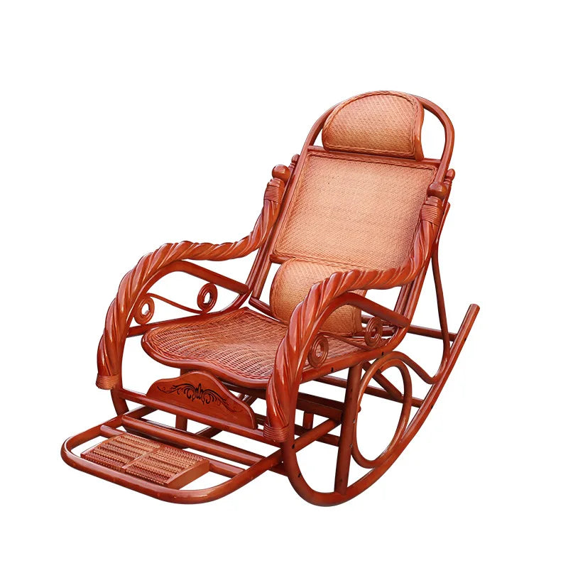 Home Balcony Leisure True Vine Elderly Rocking Chair Reliable Back Braided Rattan Chair Living Room
