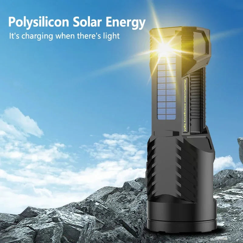 Most Powerful XHP70 LED Searchlight Solar Work Light Outdoor Multifunctional LED Flashlight USB Rechargeable Camping Lantern