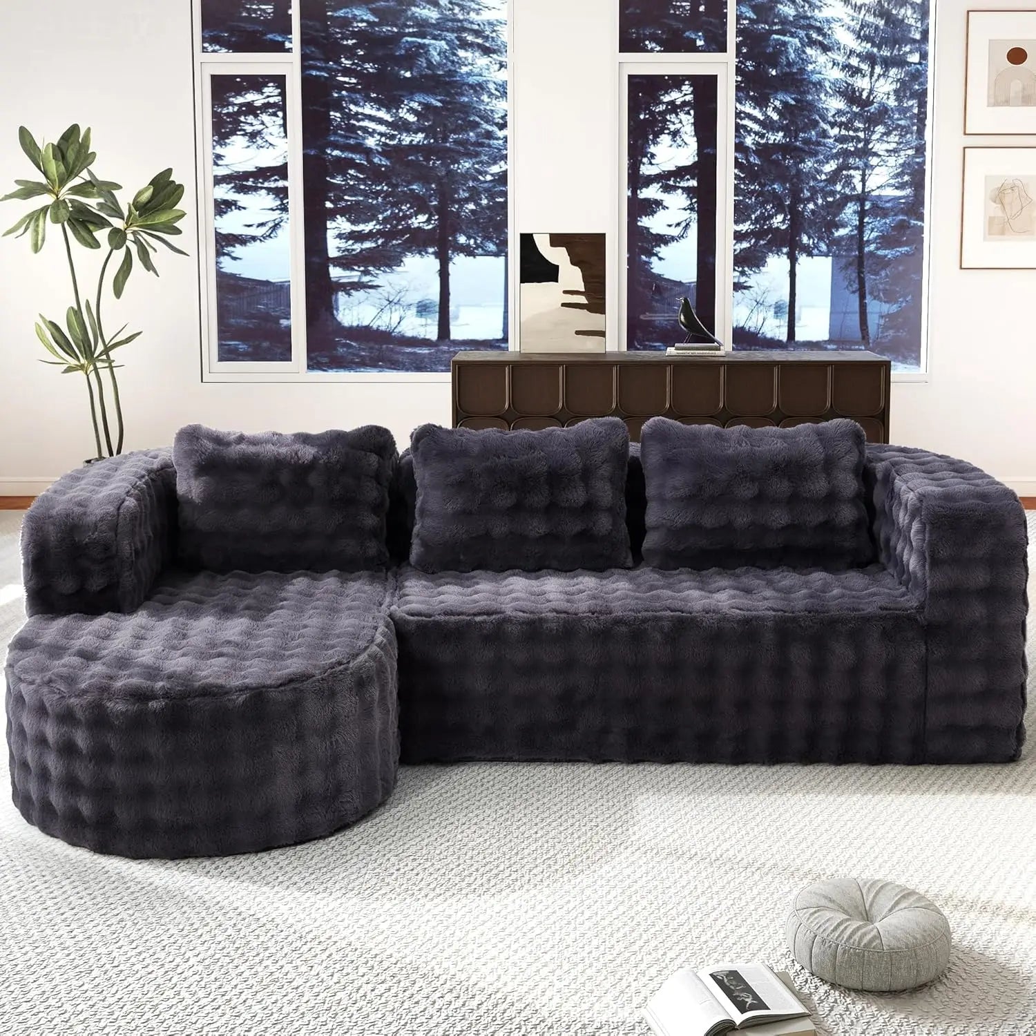 #96" Modular Sectional Sofa Oversized Chaise L Shape 3 Seat Living Room Apartment No Assembly, Customized