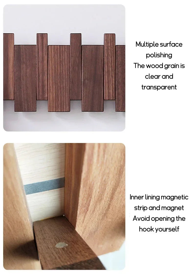 Black Walnut Coat Rack Wall Mounted Solid Wood Clothes Hooks Hallway Entrance Door Hanger Home Decor Ds Furniture Perchero