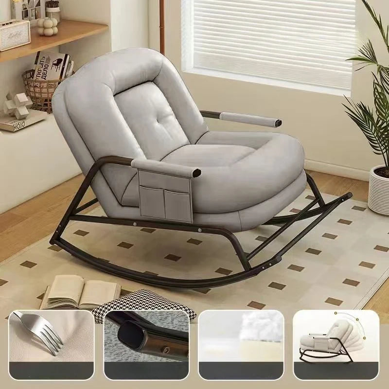 Lazy Rocking Chair Household Living Room Adult Balcony Leisure Bedroom Recliner Single Lazy Sofa Human Rocking Chair Muebles