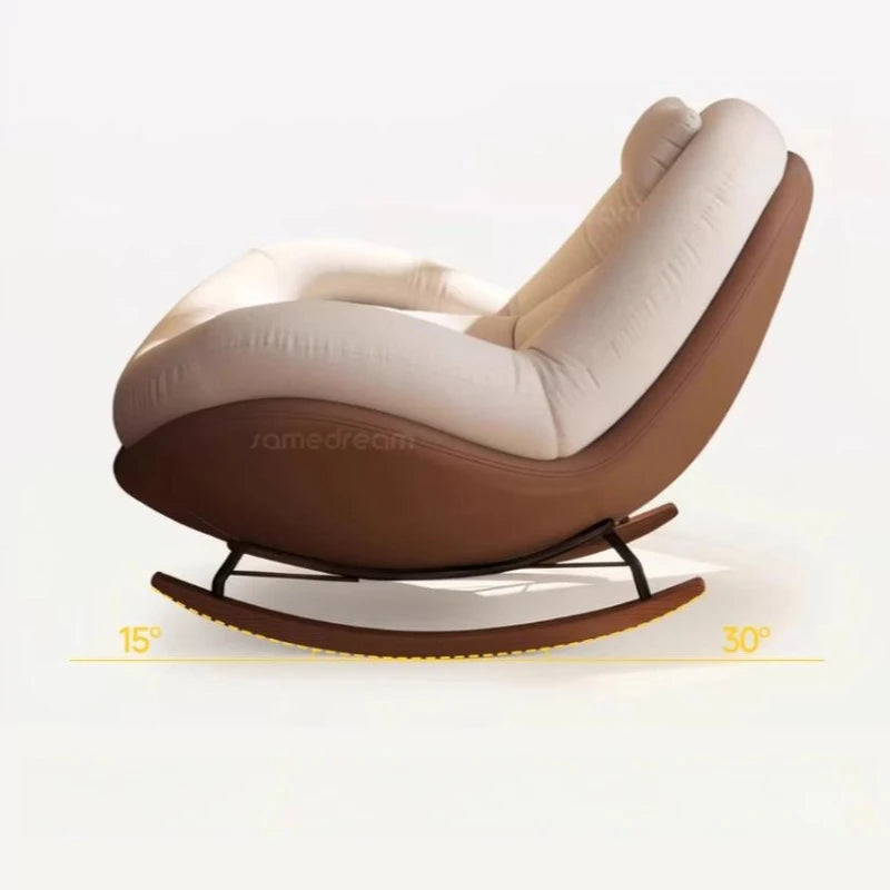 Rocking Recliner Chair Adult Sleeper Modern Nordic Accent Armchair Lounge Comfy Relax Living Room Bedroom Balcony Home Office