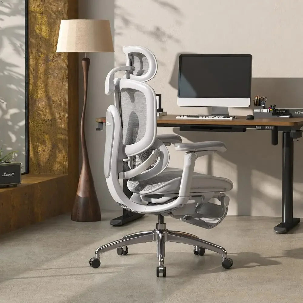 Doro C300 Pro V2 Ergonomic Office Chair with Footrest, Grey FullBody Adaptive Support, 8D Armrests amp Breathable Mesh, Comfy H