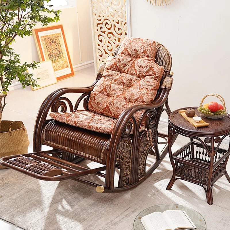 Natural rattan rocking chair adult sofa household cushion living room
