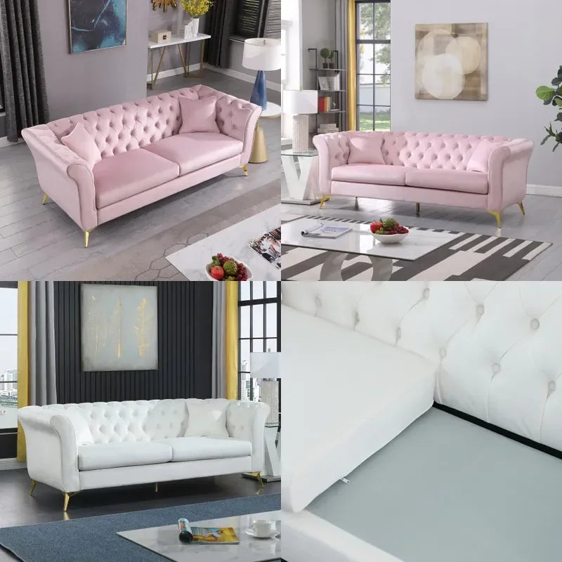 Modern Nordic Velvet 3 Seater Sofa Compact Fabric Couch for Small Living Room Light Luxury Designer Furniture